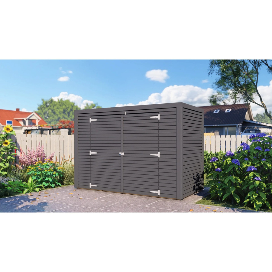 Bertilo Gartenschrank Box Bike aus nordischer Fichte in Anthrazit, B/T/H: 103 x 0 x 207 cm - Bild 2