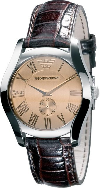 Emporio Armani Armbanduhr, Quarz, Leder, Edelstahl, Gold, braun, Damen - Bild 1