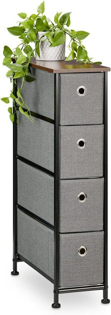 Relaxdays Nischenregal mit 4 Schubladen im Industrial-Design aus Stahl und MDF, B/T/H: 76 x 20 x 48 cm, Schwarz Braun Grau - Bild 1