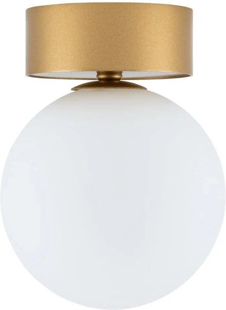 Licht-Erlebnisse Deckenleuchte Kugel Schirm aus Glas und Metall in Gold und Weiß, Durchmesser: 12 cm - Bild 1