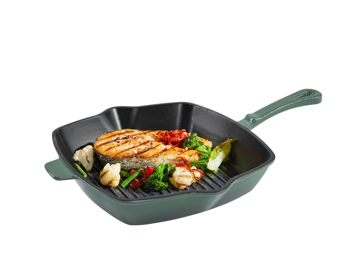 SILVERCREST Premium-Gusseisen-Grillpfanne, Durchmesser: 24 cm, Grün - Bild 2
