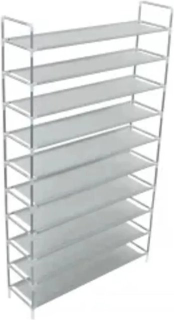 vidaXL Schuhregal mit 10 Ablagen aus Metall und Vliesstoff in Silber, H: 170 cm, B: 29,5 cm, T: 29,5 cm - Bild 1