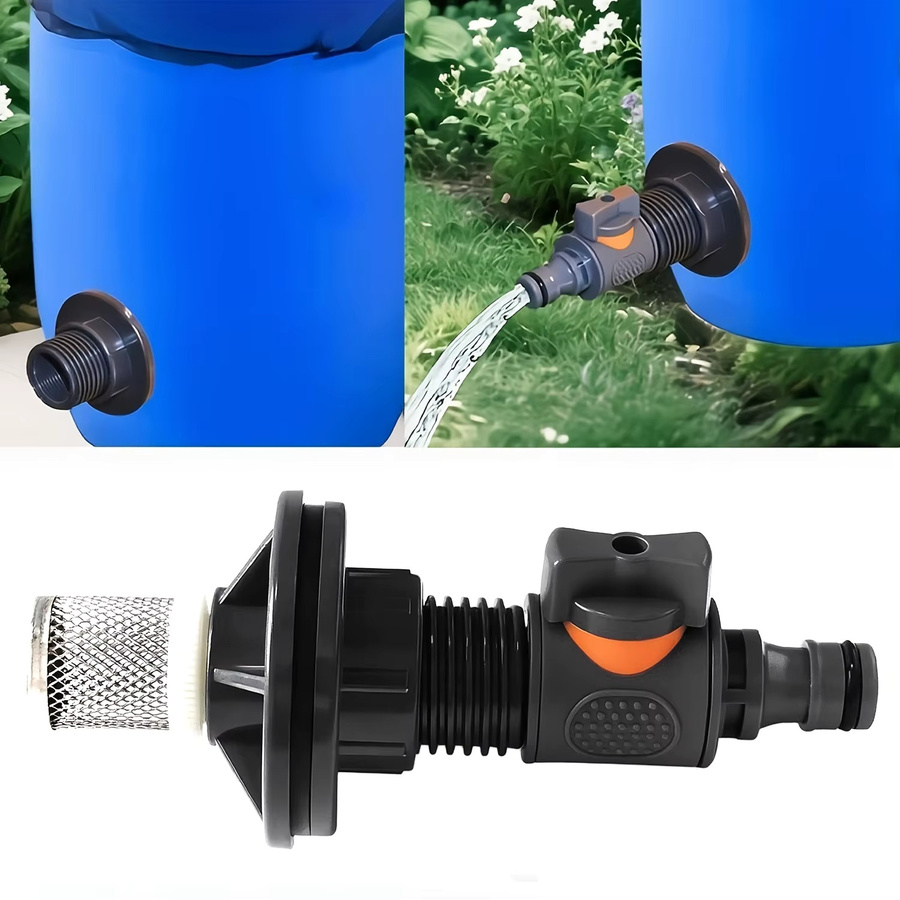 4-teiliges PVC IBC-Wassertank-Adapter-Set mit Ventil, Filtersieb und Lochstanzer in Schwarz, 1/2 Zoll DN15 für Regenwassersammelbehälter - Bild 5