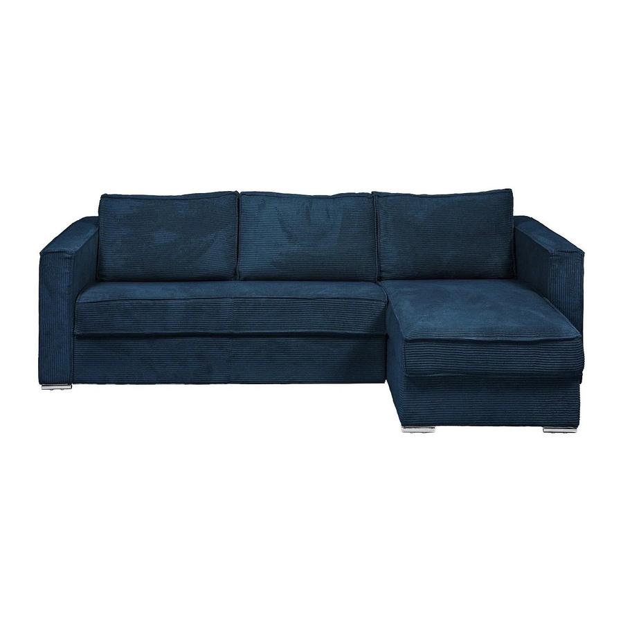 Vente-unique Schlafsofa Loreto in Marineblau, L-Form, Polsterung mit Cord-Struktur und Schaumstofffüllung, Breite: 278 cm - Bild 2