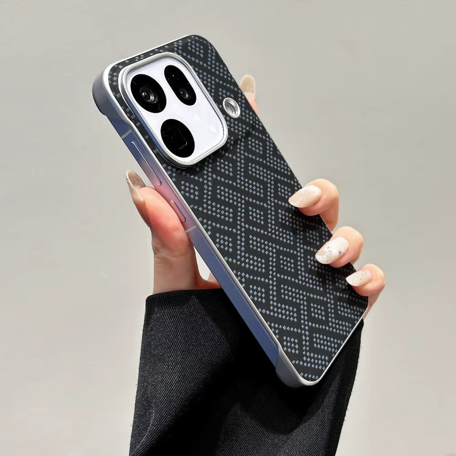 Magnetische Stoßfängerhülle mit Kevlar-Textur und Metallbeschichtung für OPPO Find X9 und X8 Ultra in Schwarz - Bild 2