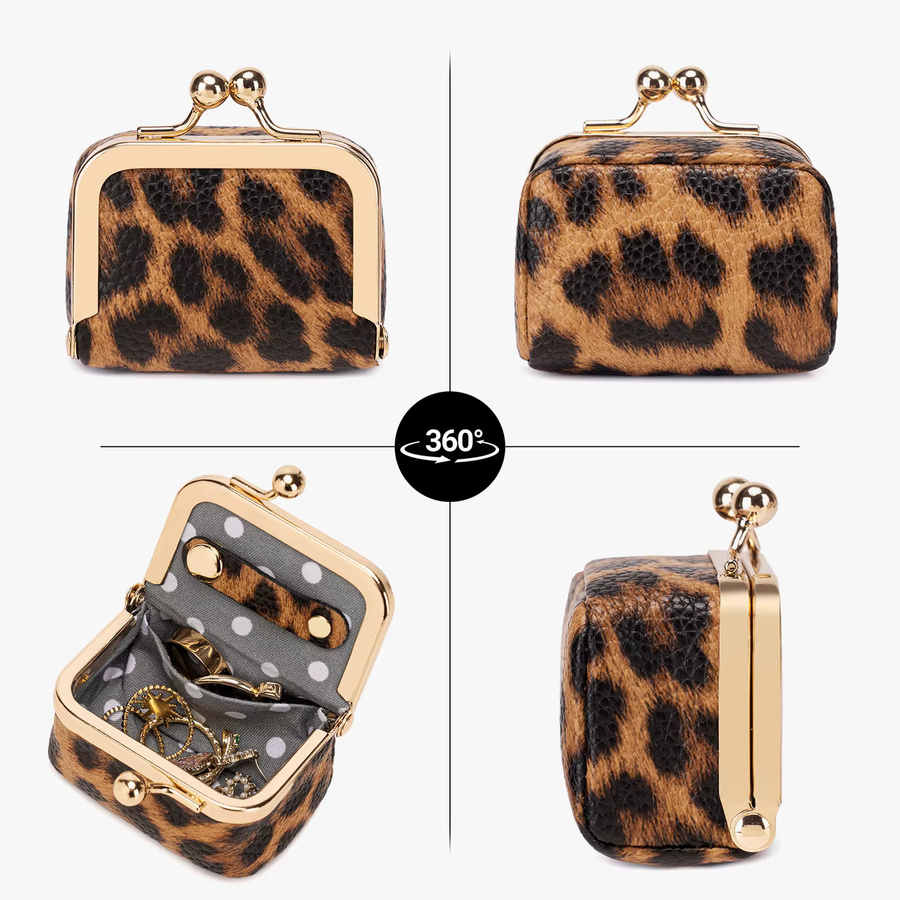 MIYIN Mini-Schmuckkästchen für Damen mit Leopardenmuster im Vintage-Design zur Aufbewahrung von Ringen, Ohrringen und Halsketten - Bild 6