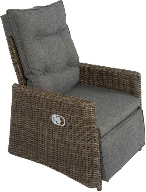 OUTFLEXX Relaxsessel aus Polyrattan in Grau mit verstellbarem Rücken- und Fußteil, B/T/H: 87 x 75 x 106 cm - Bild 1