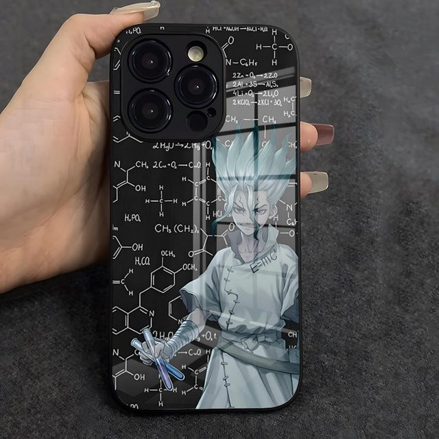 Rastar Dr. STONE Handyhülle für iPhone 17 Air 16 E Pro Max 15 14 13 Mini 12 Pro 11 Max Plus mit schwarzer Glasabdeckung - Bild 1