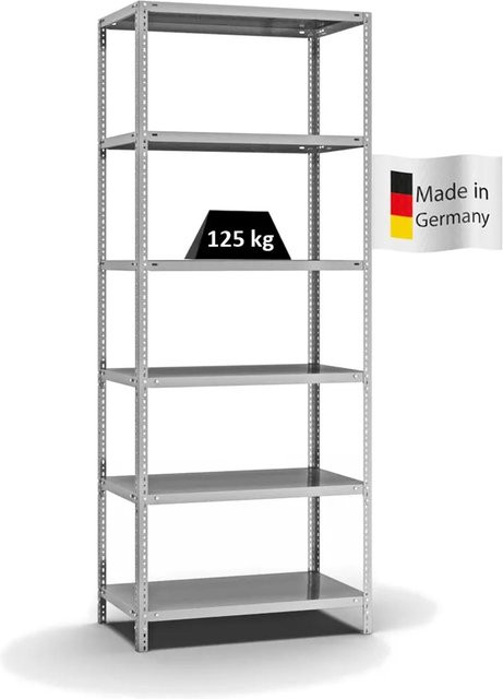 PROREGAL Fachbodenregal Light-Duty mit 6 Ebenen, verzinkt, Farbe: Silber, H x B x T: 250 x 100 x 50 cm - Bild 1