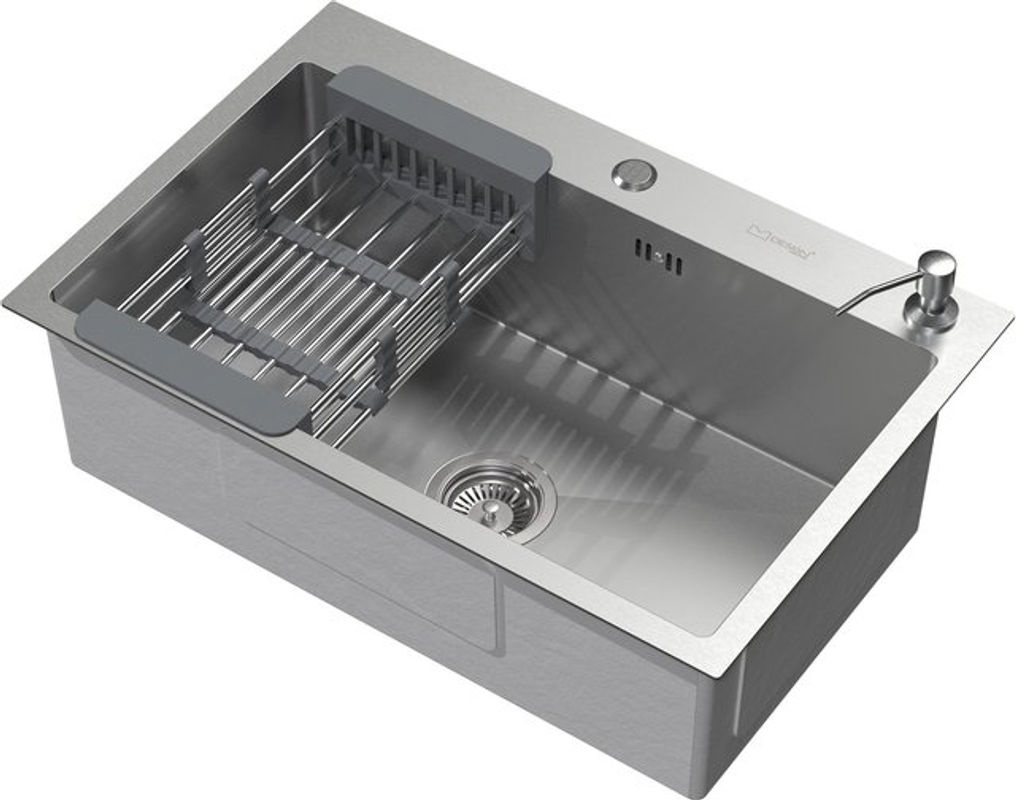 ML-Design Einbauspüle aus Edelstahl in Silber mit Ablaufgarnitur und Seifenspender, B/T: 68 x 45 cm - Bild 2