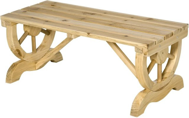 Outsunny Gartenbank aus Tannenholz in Natur, rustikale wetterfeste Sitzbank für Garten und Terrasse, B/T/H: 98 x 50 x 39,5 cm - Bild 1