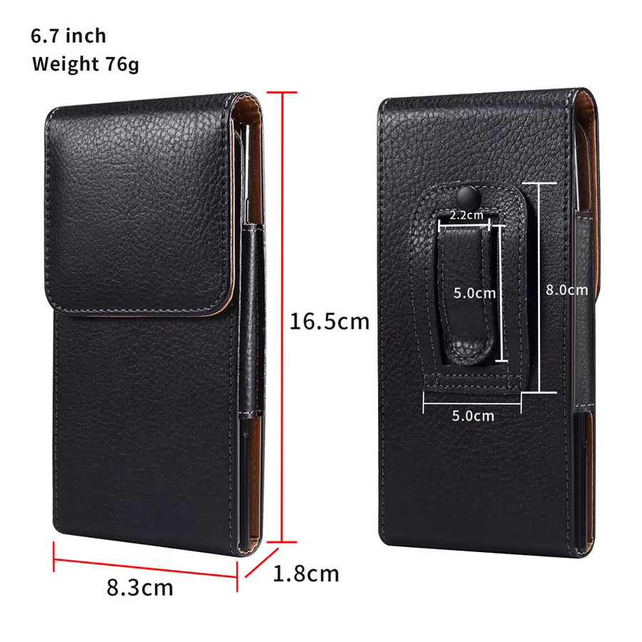 XhaoR Universal Leder Handy Gürteltasche in Schwarz für iPhone, Samsung, Xiaomi und Huawei - Bild 4