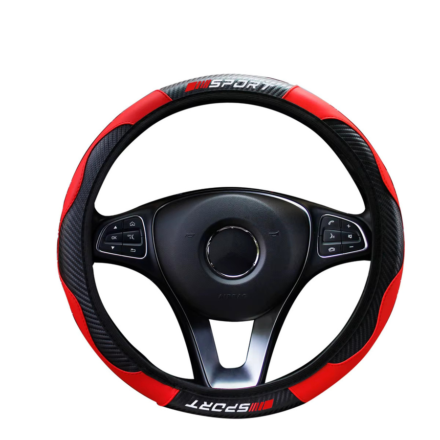 MEIKAXIU Lenkradbezug in Rot im Carbon-Design aus dehnbarem Material für dein Auto-Interieur - Bild 3