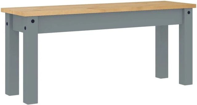 vidaXL Essbank Panama aus Kiefernholz in Grau, rustikal, B/T/H: 105 x 30 x 45 cm - Bild 1