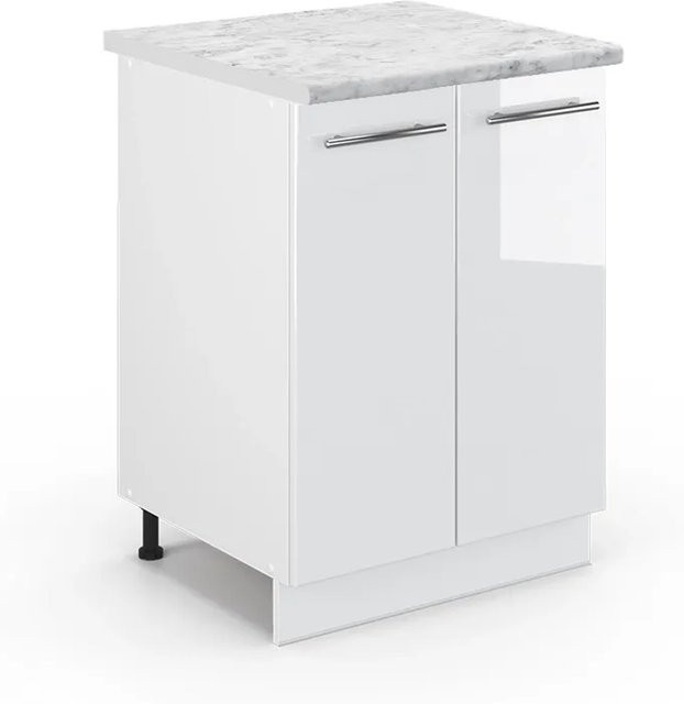 Vicco Küchenunterschrank Fame-Line Weiß Hochglanz mit Soft-Close-Türen B: 60 cm, T: 60 cm, H: 82 cm - Bild 1