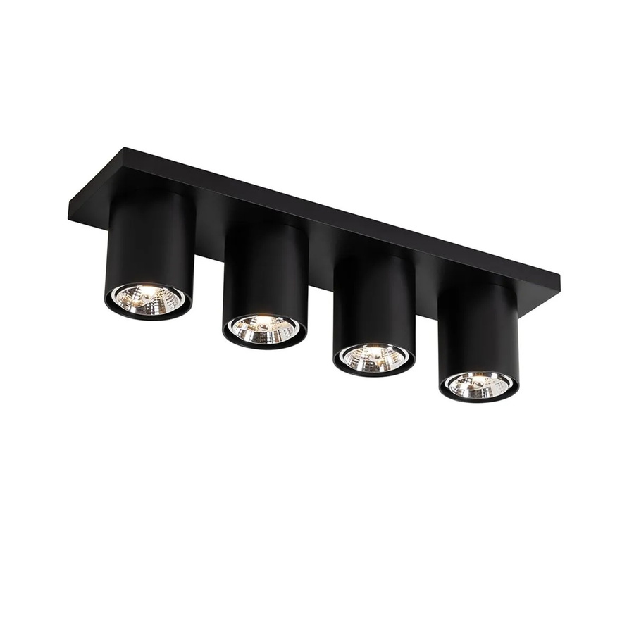 QAZQA Moderner Deckenstrahler Tubo in Schwarz, 4-flammig, dimmbar, aus Aluminium für Wohnzimmer und Esszimmer - Bild 2