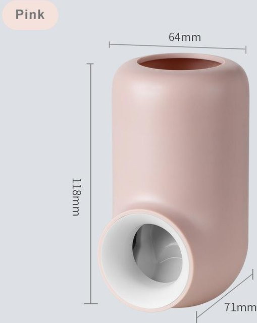 Yiran Furniture Automatischer Zahnpastaspender zur Wandmontage mit Aufbewahrungsregal in Pink - Bild 1