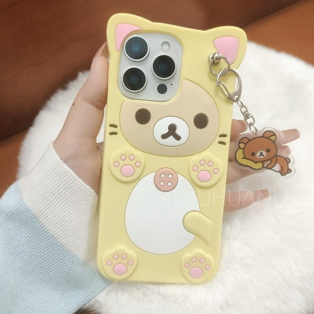 Rilakkuma 3D Handyhülle mit Schlüsselanhänger für iPhone, Gelb - Bild 1