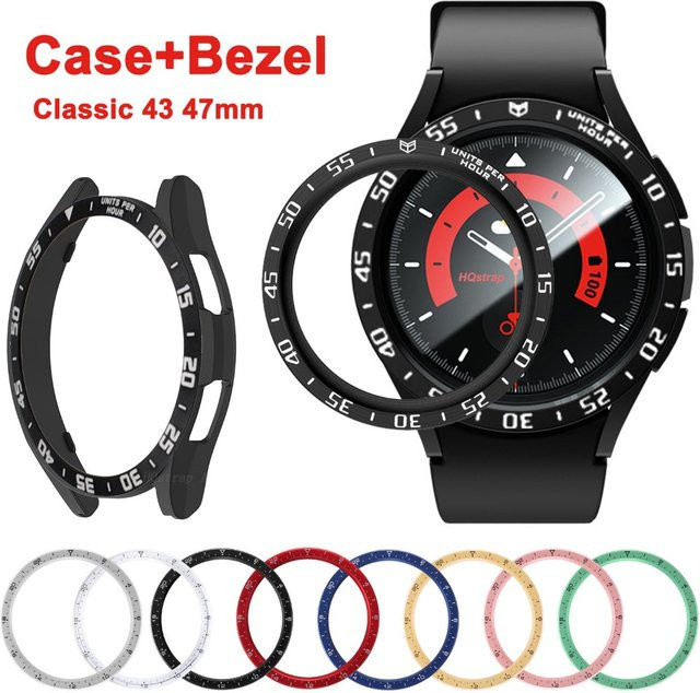 HQstrap Ring Case für Samsung Galaxy Watch 6 Classic, Edelstahl, Silber, Unisex - Bild 1