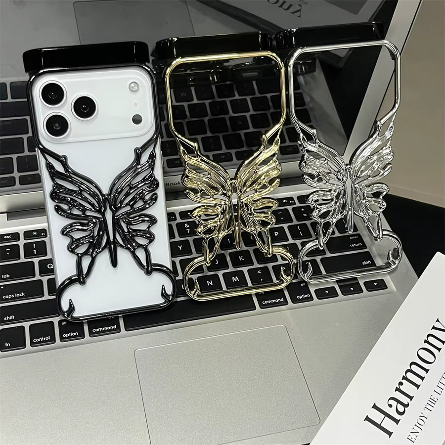 Xeber Stoßfeste iPhone Hülle mit Schmetterlingsmuster und Wärmeableitung in Silber - Bild 6
