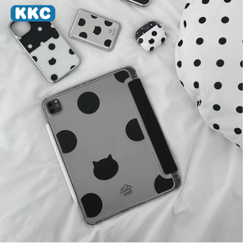 INS Schutzhülle für iPad 9./8./7. Generation 10,2 Zoll und iPad Pro 10./11. Zoll sowie iPad Pro M4 11 Zoll, transparent mit schwarz-weißen Punkten - Bild 2