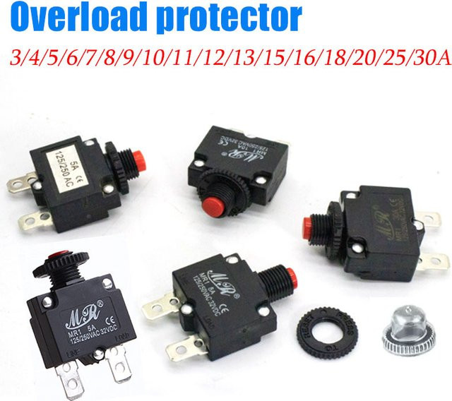 DIVEDEER 5-teiliger Leistungsschalter Set mit Überlastschutz und wasserdichter Kappe, 220 V, verschiedene Ampere-Stärken - Bild 1