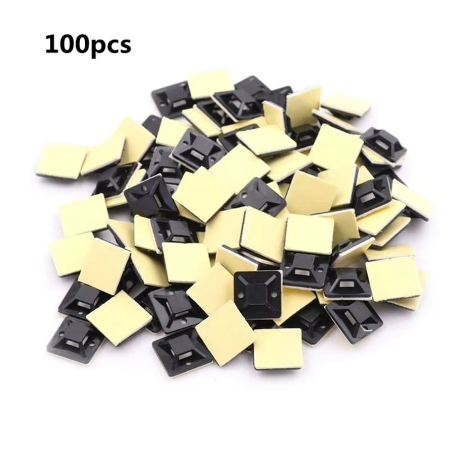 100 Stück Selbstklebende Kabelbinder Basis Wandhalterung für Kabelmanagement in Schwarz aus Kunststoff - Bild 6
