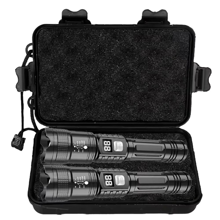XIWANGFIRE LED-Taschenlampe mit 9999 Lumen, wiederaufladbar via USB, taktischer Zoom, Schwarz - Bild 6