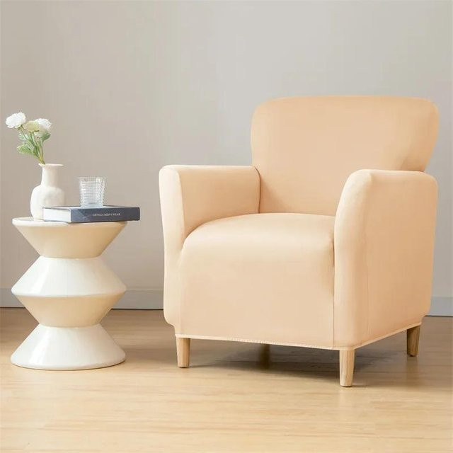 Elastischer Spandex Clubsesselbezug in Beige für Sessel und Relaxsessel mit rutschfestem Stretch-Material - Bild 1