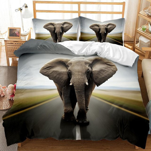 JMG Household Supplies Bettwäsche Set Elefant Wildtiere mit Kissenbezug aus Polyester, B/H: 135 x 200 cm - Bild 1