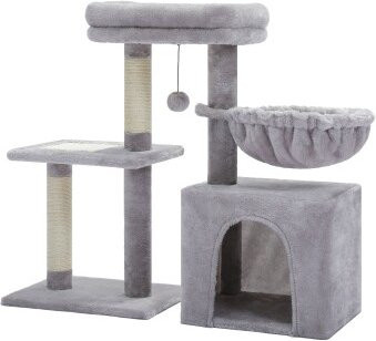 Pawz Road Kleiner Kratzbaum mit Hängematte und Sisal in Beige oder Grau, Höhe: 71,8 cm - Bild 1