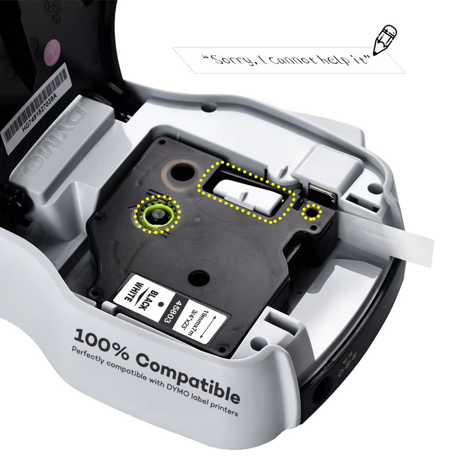 5er Set kompatible Dymo D1 Beschriftungsbänder 19 mm in Schwarz und Silber für Dymo Label Manager LM 160 und 210D Drucker - Bild 3