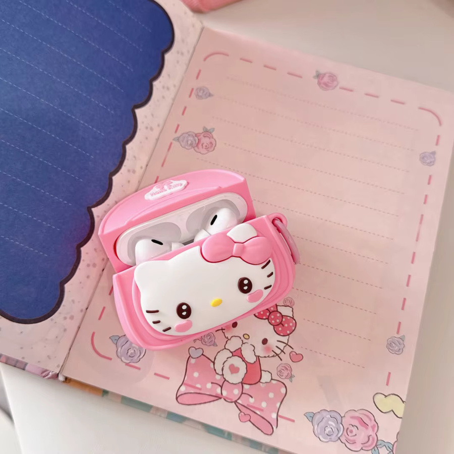 Hello Kitty Schutzhülle für Apple AirPods 4 Pro 2 Pro 3 in Pink mit Anhänger - Bild 2
