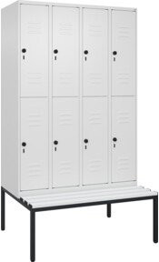 C+P Doppelstock-Spind Classic PLUS Sitzbank mit 4 Abteilen und untergebauter Sitzfläche, Farbe: Anthrazit/Grau, B/T/H: 212,0 x 120,0 x 81,5 cm - Bild 1
