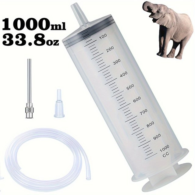Große Kunststoff-Gartenspritze mit 27,6-Zoll-Tube und stumpfer Nadel für Flüssigkeiten, Farbe und Epoxidharz, transparent, 1000 ml - Bild 1