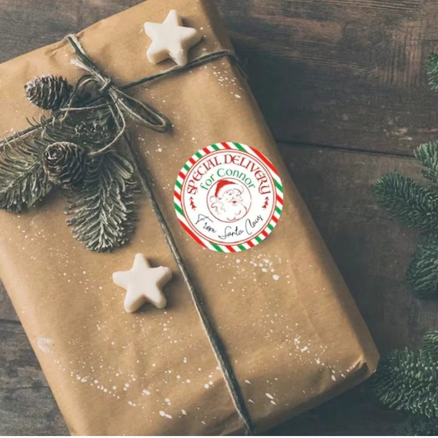 Personalisierte Weihnachtsmann-Geschenkaufkleber in Mehrfarben, individuelle runde Weihnachtsgeschenketiketten und Geschenkanhänger für Kinder, Durchmesser: 3 bis 8 cm - Bild 3