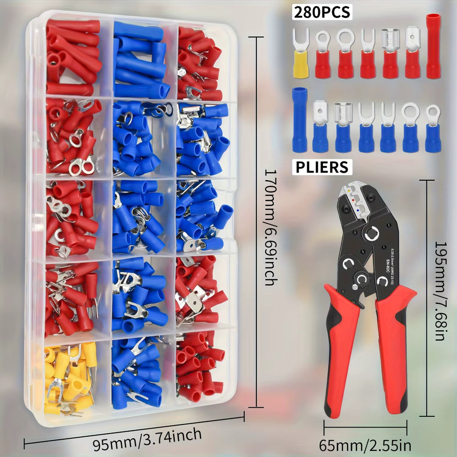 Crimpwerkzeug-Set AWG 23-13 mit 280 isolierten elektrischen Verbindern und Kabelschuhen in Multicolor - Bild 2