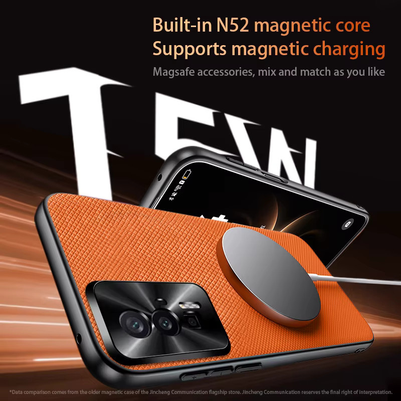 MagSafe Schutzhülle für Xiaomi 13T Pro in Braun aus feinkörnigem Leder mit Metall-Linsenrahmen und magnetischem Bumper - Bild 3