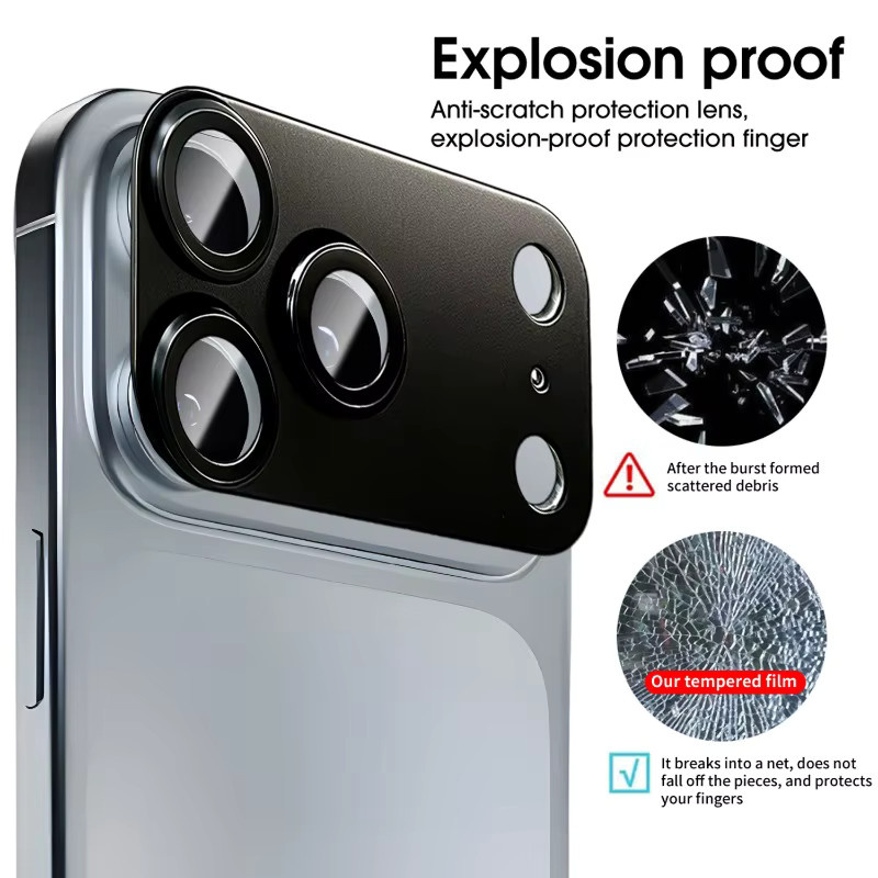 Kameraobjektivschutz aus Aluminiumlegierung und gehärtetem Glas für iPhone 17 Pro Max in Orange - Bild 2