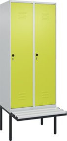 C+P Spind Classic PLUS Garderobenschrank mit Sitzbank, 2 Abteile, Lichtgrau, B/T/H: 212 x 80 x 81,5 cm - Bild 1