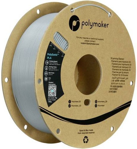 Polymaker PolySonic PLA Highspeed Filament 1.75mm Grau 1000g - Bild 1