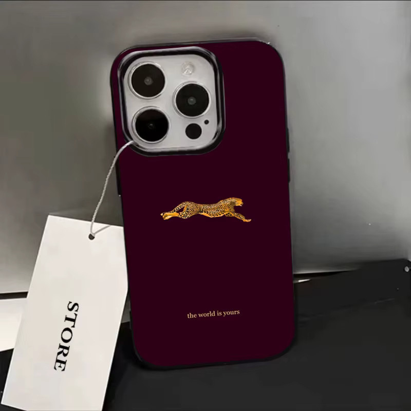 Handyhülle mit Leopardenmuster in Burgund für Apple iPhone Modelle - Bild 3