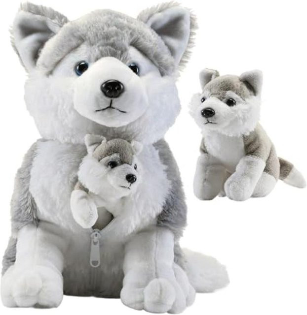 Wucifang Bags Husky-Hund, Kuscheltier, Grau, ab 3 Jahre - Bild 1