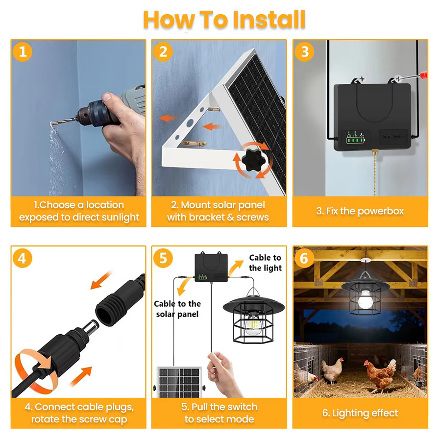 Solarbetriebene LED-Pendelleuchte im Industrial-Design für Garten, Balkon und Terrasse, IP65 wasserdicht, Schwarz, mit Kettenschalter und Batteriestandsanzeige - Bild 6