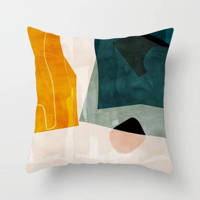 GUOYU HOMEDECOR Kissenbezug mit abstraktem geometrischem Muster in Orange, quadratisch, B/H: 40,64 x 40,64 cm - Bild 1