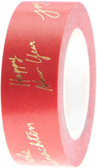 Rico Design Paper Poetry Washi Tape Handwriting in Rot und Gold, Breite: 1,5 cm, Länge: 10 m - Bild 1