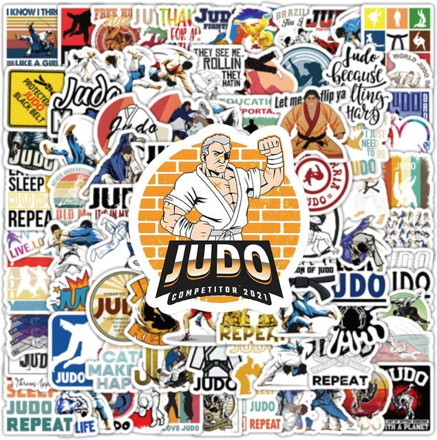 100 Stück Binchi Outdoor Product Judo Wettkampfsport Aufkleber in Multicolour für Skateboard und Motorradhelm - Bild 1