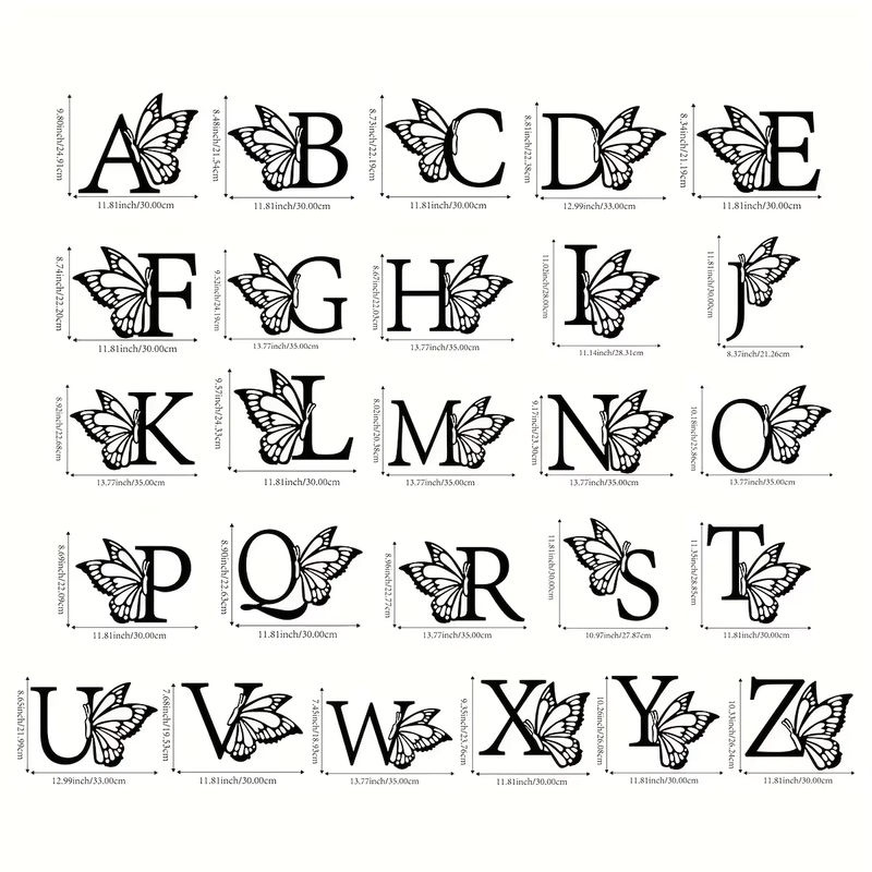 CIFBUY Schmetterling Monogramm Metall Wandkunst Buchstaben Wanddekoration für Hochzeit und DIY-Geschenke - Bild 2