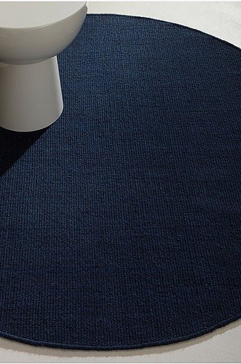 ROW runder Wollteppich in Blau, modern gewebt und rutschfest - Bild 1