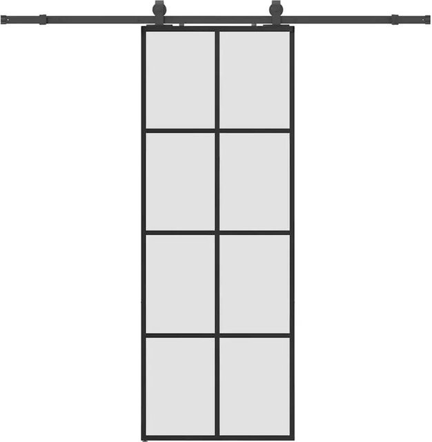 vidaXL Schiebetür aus ESG-Glas in Schwarz mit Beschlag, B/H: 76 x 205 cm - Bild 1